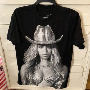 Authentic Beyoncé Renaissance World Tour Cowboy Hat Merch T-Shirt - Black Size S
